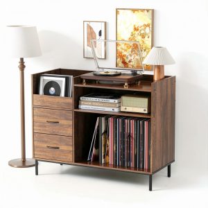 Pavo Record Player Stand Flip Top Vinyl Station Media-0