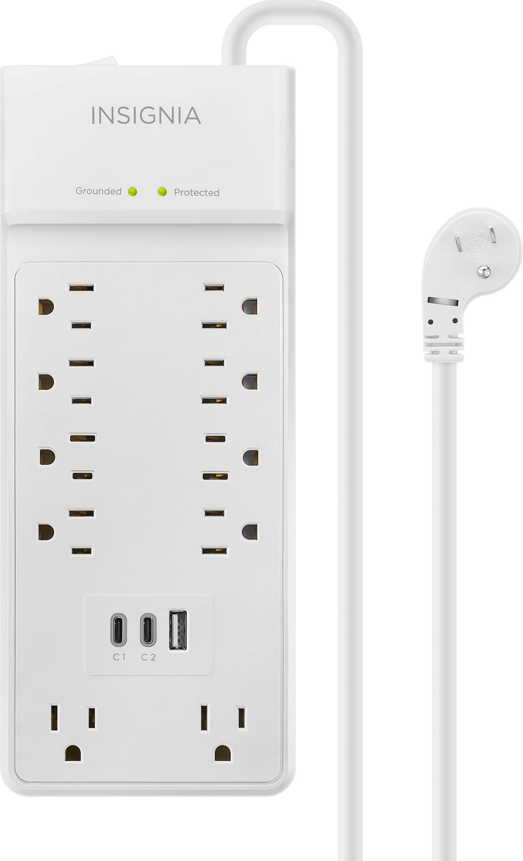 Installing Insignia Surge Protector 10 Outlets USB Charging 2400 Joules on a wooden desk
