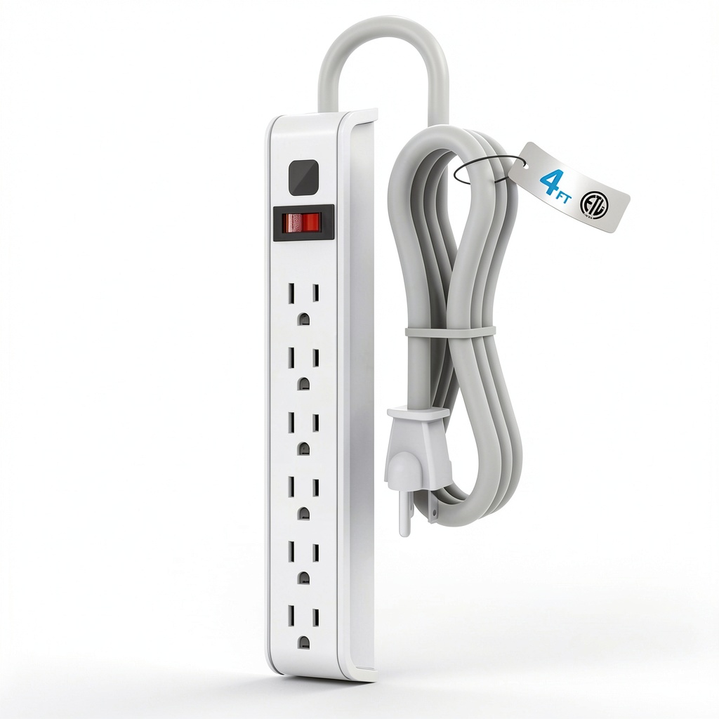 Installing Pavo 6 Outlet Surge Protector Power Strip Wall Mount on a wooden desk