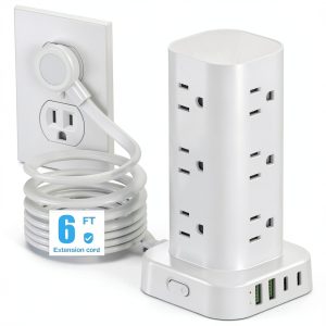 16-in-1 Power Strip Tower Surge Protector USB Charging-0