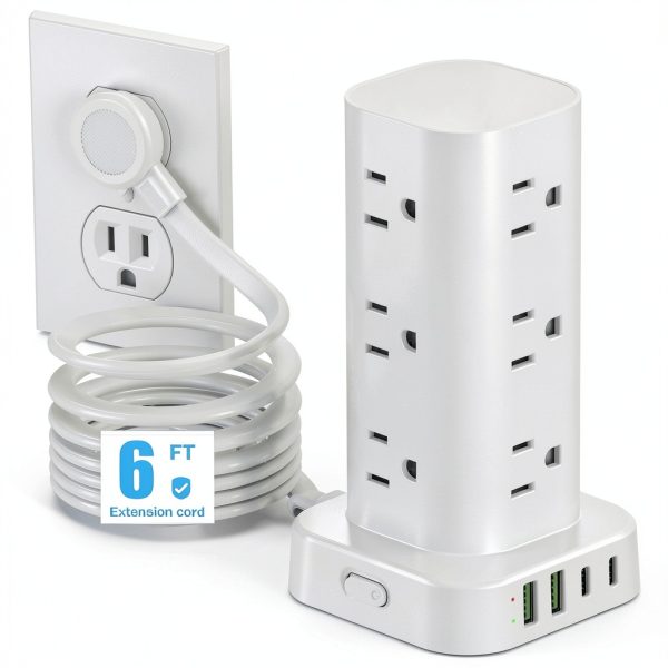 16-in-1 Power Strip Tower Surge Protector USB Charging-0