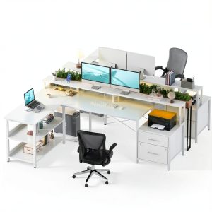 Aheaplus L Shaped Desk with Power Hub LED Gaming Office-0