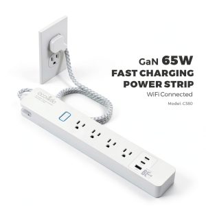 Smart Wi-Fi Surge Protector 65W Fast Charge Station 4-0