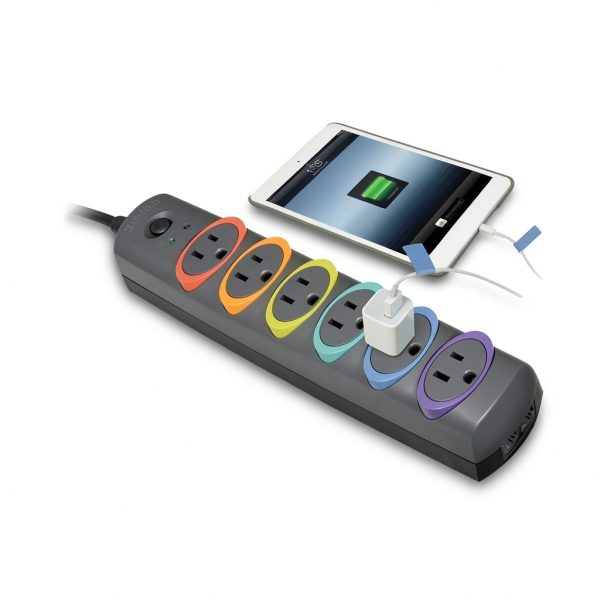 Kensington Surge Protector 6 Outlets 8ft Cord SmartSockets-1