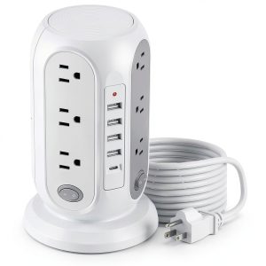 Power Strip Tower 17-in-1 Surge Protection USB Charging-0